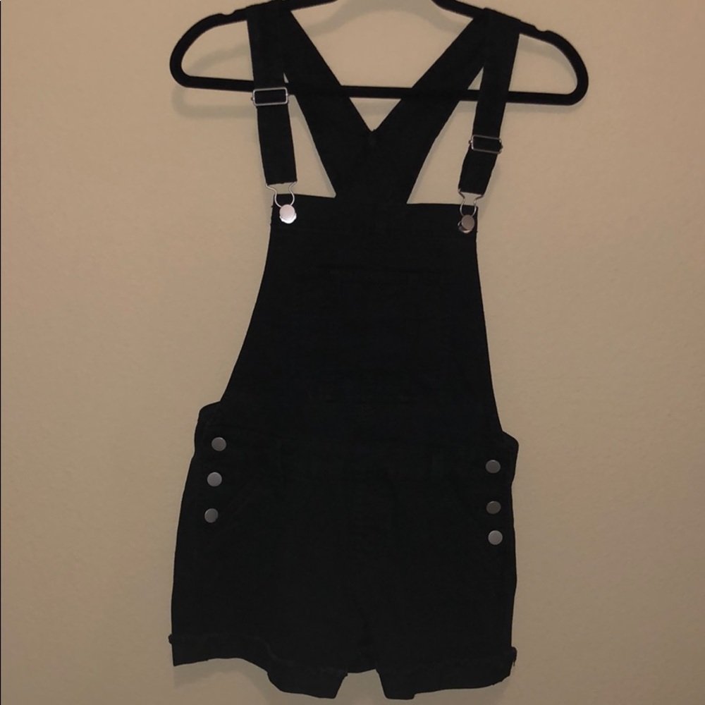 Black overall shorts